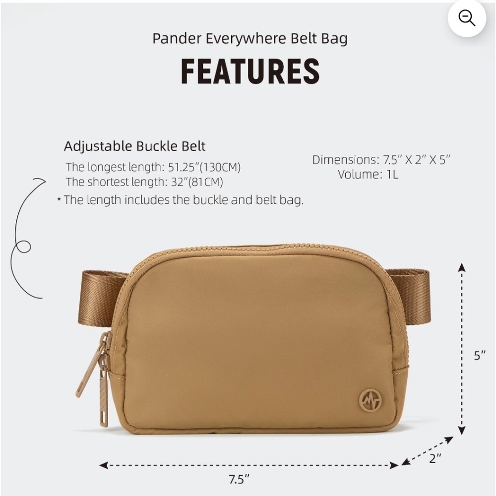 Pander Tan Everywhere Belt Bag Fanny Pack - Picture 4 of 7